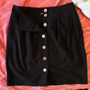 Adrienne Vittadini Elegant Black Button-Up Skirt Sz 6